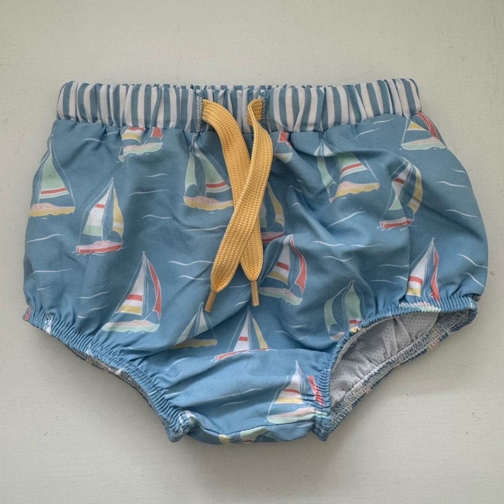 Shrimp & Grits Kids - Sailboat Swim Bloomers Blue - 6-12M